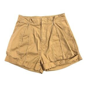 Joie Xandria Women's Tan High-Waisted‎ Pleated Cuffed Hem Shorts  Sz 2